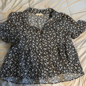 Boutique Small Floral Black and White Women's Top
